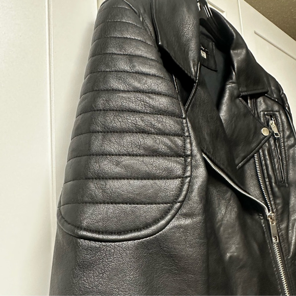 DEX Black Faux Leather Moto Jacket L - Picture 6 of 10